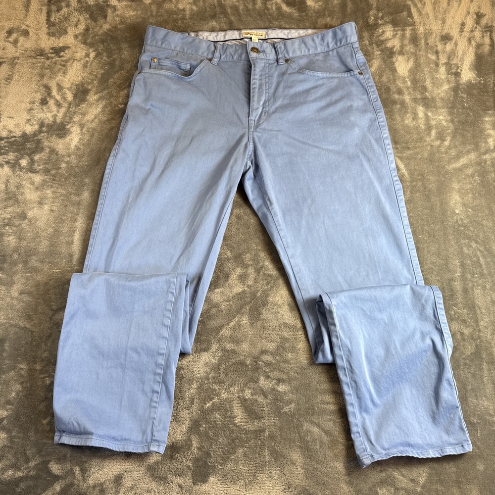 Peter Millar Mens 34 Blue 5 Pocket Pants Stretch Golf Casual Flat Front